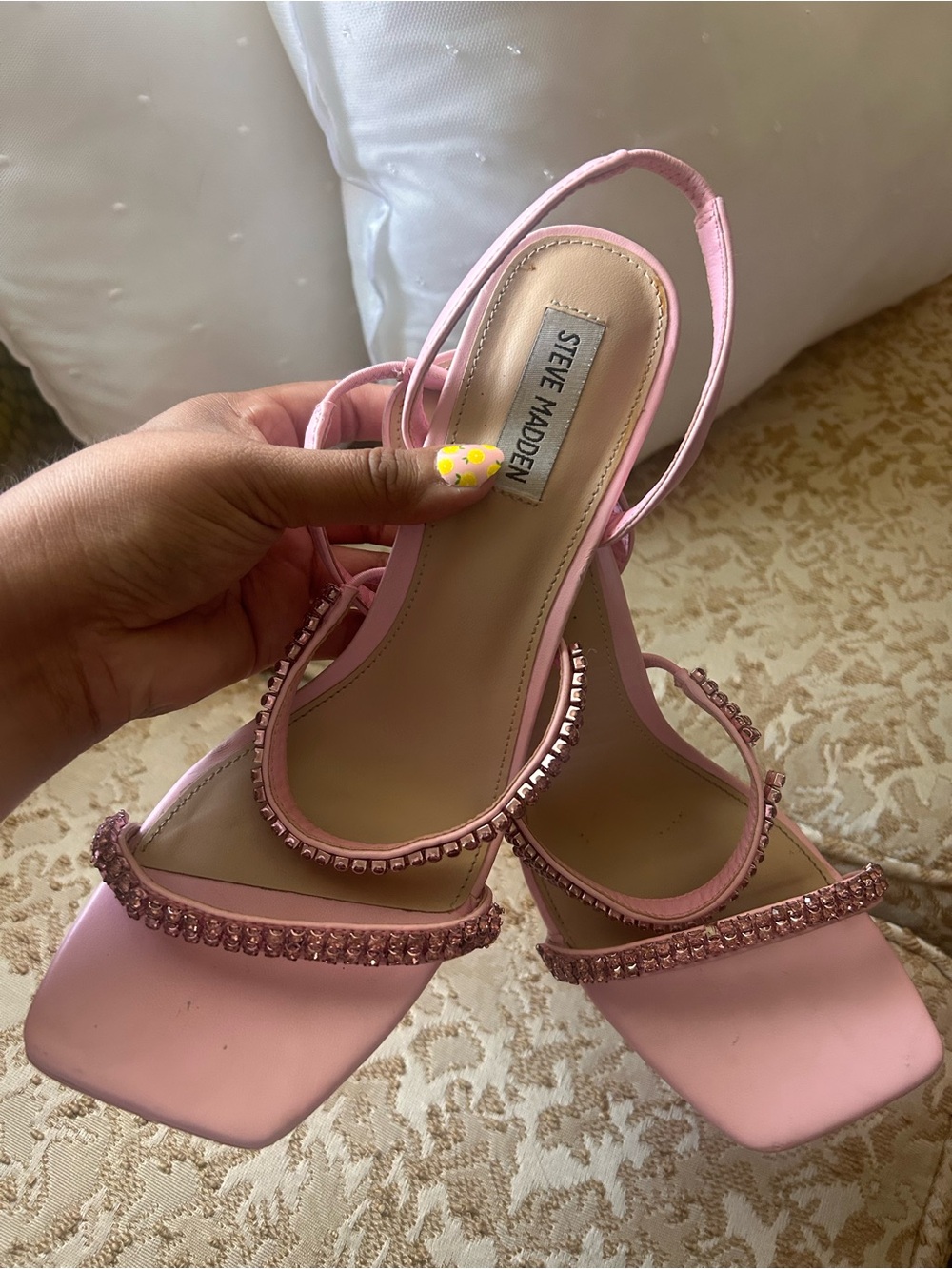 Steve Madden Pink Crystal Double-Strap Stiletto - Picture 4 of 12